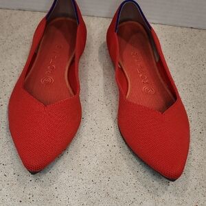 Rothy’s The Point Flats Red Knit Size 9 Women’s Original Point Washable Comfort